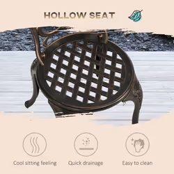 Outsunny 3 Piece Patio Bistro Set Outdoor Table Set with Umbrella Hole Bronze - Additional view 4