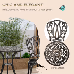 Outsunny 3 Piece Patio Bistro Set Outdoor Table Set with Umbrella Hole Bronze - Additional view 5