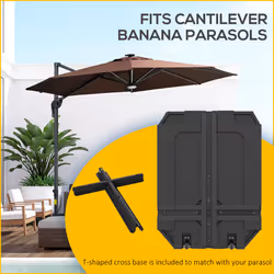 Outsunny Cantilever Parasol Base for Banana Parasol w/ Wheels Water Sand Filled