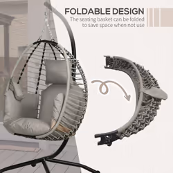 Outsunny Hanging Swing Chair w/ Thick Cushion, Hanging Chair, Grey