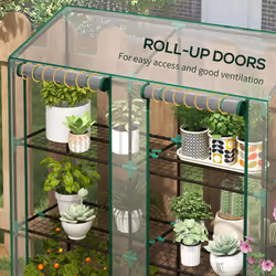 Outsunny Mini Green House with 3 Tier Shelves, 151H x 143W x 46Dcm, Clear - Additional view 4
