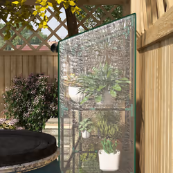Outsunny Mini Green House with 3 Tier Shelves, 151H x 143W x 46Dcm, Clear - Additional view 7