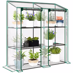 Outsunny Mini Green House with 3 Tier Shelves, 151H x 143W x 46Dcm, Clear - Additional view 8