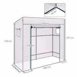 Walk-in Garden Green House with Large Roll-up Door and 2 Mesh Windows, White - Additional view 5