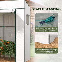 Walk-in Garden Green House with Large Roll-up Door and 2 Mesh Windows, White - Additional view 6