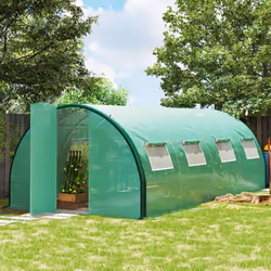 Outsunny Tunnel Greenhouse, Upgraded Structure, Hinged Doors, 6 x 3(m), Green