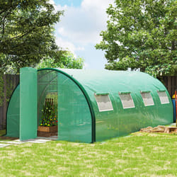 Outsunny Tunnel Greenhouse, Upgraded Structure, Hinged Doors, 6 x 3(m), Green