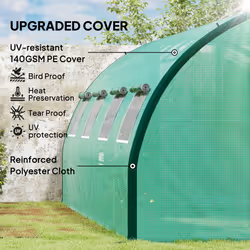 Outsunny Tunnel Greenhouse, Upgraded Structure, Hinged Doors, 6 x 3(m), Green