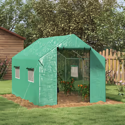 Outsunny Tunnel Greenhouse W/ UV-resistant PE Cover, Wide Door, 2 x 3(m), Green