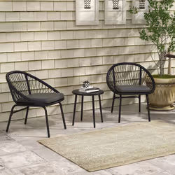 Outsunny 3 Piece Garden Furniture Set, Bistro Set w/ 2 Chairs & 1 Coffee Table