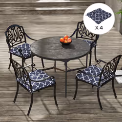 Outsunny Set of 4 Outdoor Seat Cushion with Ties, for Garden Furniture, Blue