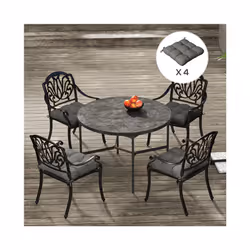 Outsunny Set of 4 Outdoor Seat Cushion with Ties, for Garden Furniture, Grey