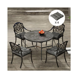 Outsunny Set of 4 Outdoor Seat Cushion with Ties, for Garden Furniture, Grey