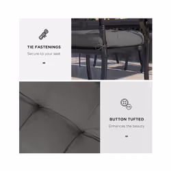 Outsunny Set of 4 Outdoor Seat Cushion with Ties, for Garden Furniture, Grey