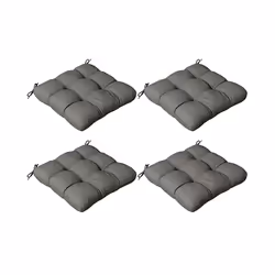 Outsunny Set of 4 Outdoor Seat Cushion with Ties, for Garden Furniture, Grey - Additional view 8