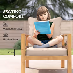 Outsunny Garden Chair Cushion Set with 1 Seat and 1 Back Pad, Beige