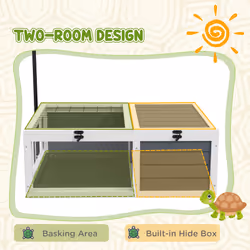 PawHut Tortoise House, Wooden Tortoise Table w/ Lamp Holder - Grey