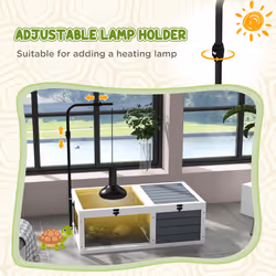 PawHut Tortoise House, Wooden Tortoise Table w/ Lamp Holder - Grey