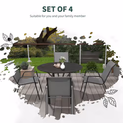 Outsunny Wicker Dining Chairs Set of 4, Stackable Outdoor Chairs, Grey