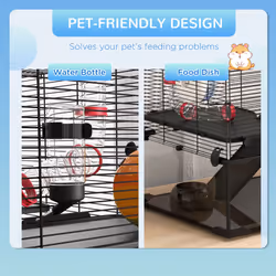 PawHut Hamster Cage w/ Tunnels, Tubes, Ramps, Platforms, Hut, 78.5 x 48.5 x 57cm - Additional view 5