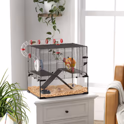 PawHut Hamster Cage w/ Tubes, Ramps, Platforms, Hut, 60 x 40 x 57cm