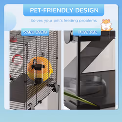 PawHut Hamster Cage w/ Tubes, Ramps, Platforms, Hut, 60 x 40 x 57cm - Additional view 5