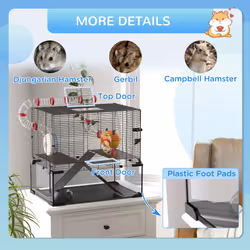 PawHut Hamster Cage w/ Tubes, Ramps, Platforms, Hut, 60 x 40 x 57cm - Additional view 7