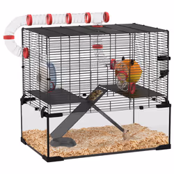 PawHut Hamster Cage w/ Tubes, Ramps, Platforms, Hut, 60 x 40 x 57cm - Additional view 8