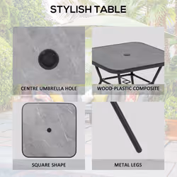 Outsunny Outdoor Dining Set W/ Umbrella Hole Table, Patio Furniture Sets, Black