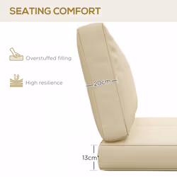 Outsunny 2 Seater Outdoor Seat Cushion with Back, for Garden, Beige
