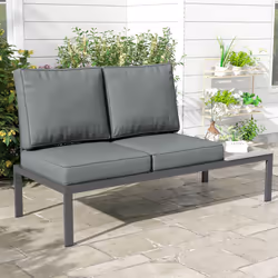 Outsunny 2 Seater Outdoor Seat Cushion with Back, for Garden, Charcoal Grey