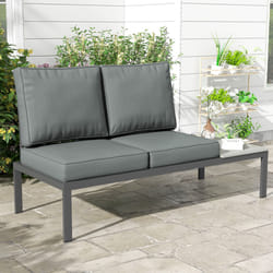 Outsunny 2 Seater Outdoor Seat Cushion with Back, for Garden, Charcoal Grey