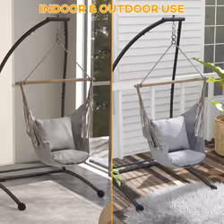 Outsunny Hammock Chair Stand with Metal Frame C Shape Hammock Stand Only, Black