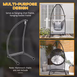 Outsunny Hammock Chair Stand with Metal Frame C Shape Hammock Stand Only, Black - Additional view 4