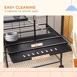 PawHut Ferret Cage 136cm Rolling Small Animal Cage w/ 3 Doors, Storage Shelf - Additional view 6