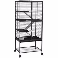 PawHut Ferret Cage 136cm Rolling Small Animal Cage w/ 3 Doors, Storage Shelf - Additional view 8