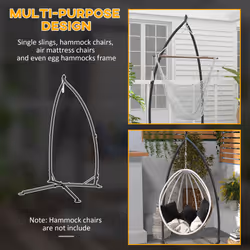 Outsunny Hammock Chair Stand Metal Frame Hammock Stand Only with Chian, Black - Additional view 4