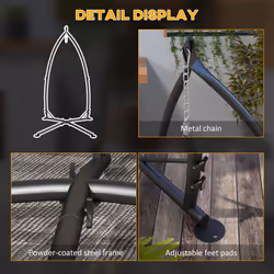 Outsunny Hammock Chair Stand Metal Frame Hammock Stand Only with Chian, Black - Additional view 5