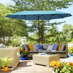 Outsunny 4.6M Garden Patio Umbrella Canopy Parasol Sun Shade w/o Base Blue