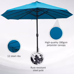 Outsunny 4.6M Garden Patio Umbrella Canopy Parasol Sun Shade w/o Base Blue