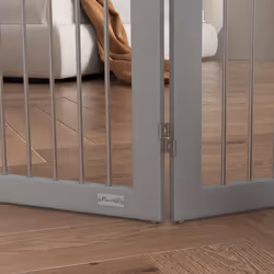 PawHut Foldable Dog Gate, Freestanding Pet Gate with Two Support Feet - Grey - Additional view 6