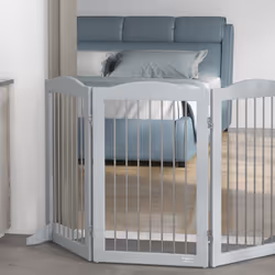 PawHut Foldable Dog Gate, Freestanding Pet Gate with Two Support Feet - Grey - Additional view 7