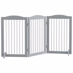 PawHut Foldable Dog Gate, Freestanding Pet Gate with Two Support Feet - Grey - Additional view 8