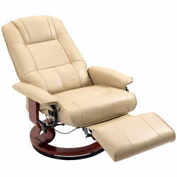 HOMCOM Ergonomic Office Recliner Sofa Chair PU Leather Armchair Lounger Cream - Additional view 7