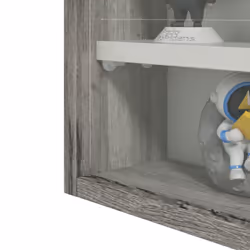 HOMCOM 5-Tier Wall Display Shelf Unit Cabinet w/ Shelves Glass Doors Grey Wood - Additional view 7