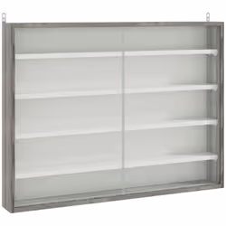 HOMCOM 5-Tier Wall Display Shelf Unit Cabinet w/ Shelves Glass Doors Grey Wood - Additional view 8