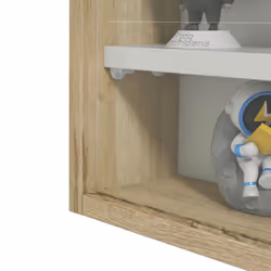 HOMCOM 5-Tier Wall Display Shelf Unit Cabinet w/ Shelves Glass Doors Natural - Additional view 7