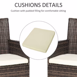 Outsunny 4 PC Outdoor Rattan Armchair Wicker Dining Chair Set for Garden Coffee - Additional view 4