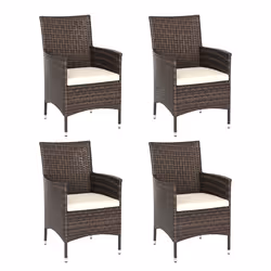 Outsunny 4 PC Outdoor Rattan Armchair Wicker Dining Chair Set for Garden Coffee - Additional view 8