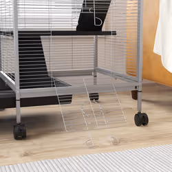 PawHut Rolling Small Animal Cage for Chinchillas Ferrets Kittens W/ Ramp Grey - Additional view 6